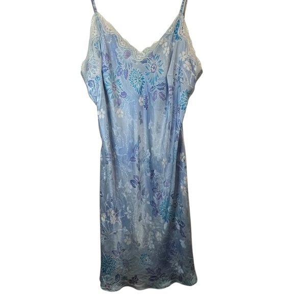 august silk Other - August Silk Blue Floral Lace Chemise Slip Dress Nightgown SZ L